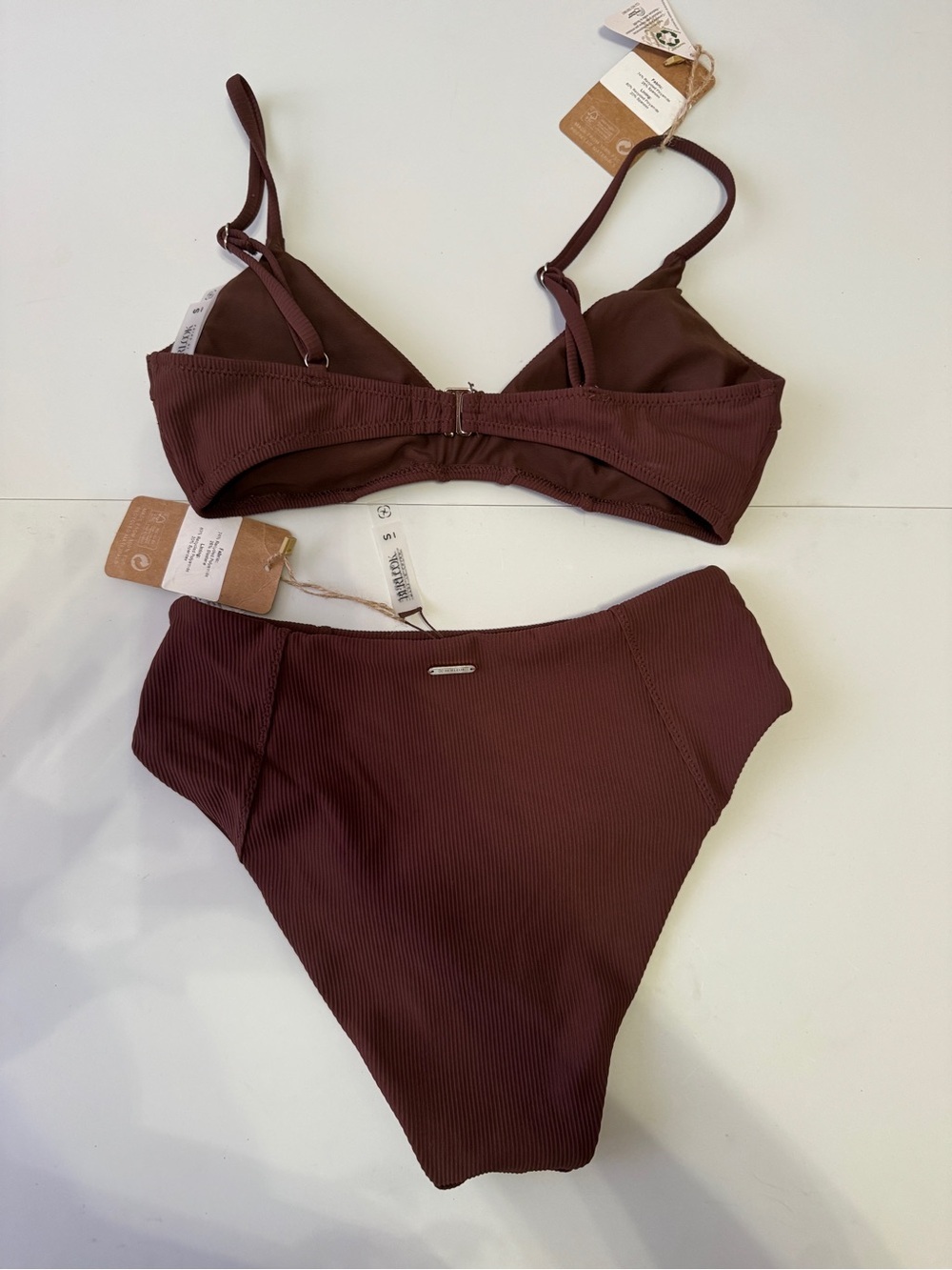 Ribbed Two-Piece Bikini Set in Deep Brown - Picture 2 of 2